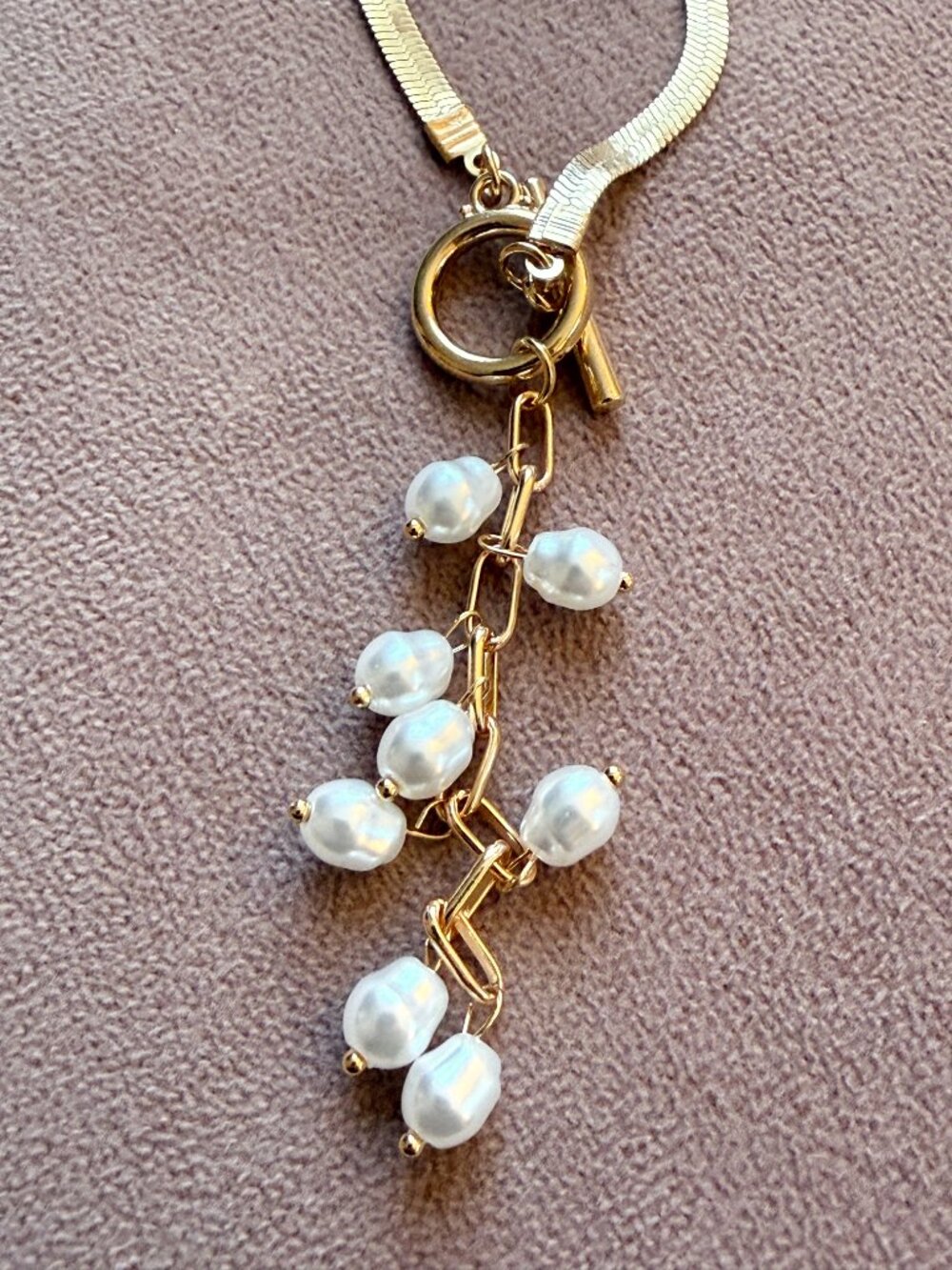 Boho Pearl Cluster Tassel Pendant Necklace